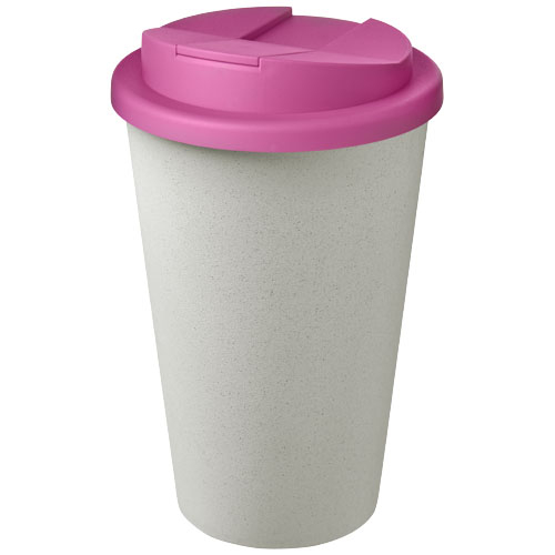 Gobelet recyclé personnalisé 350 ml Americano® Eco Rose et Blanc